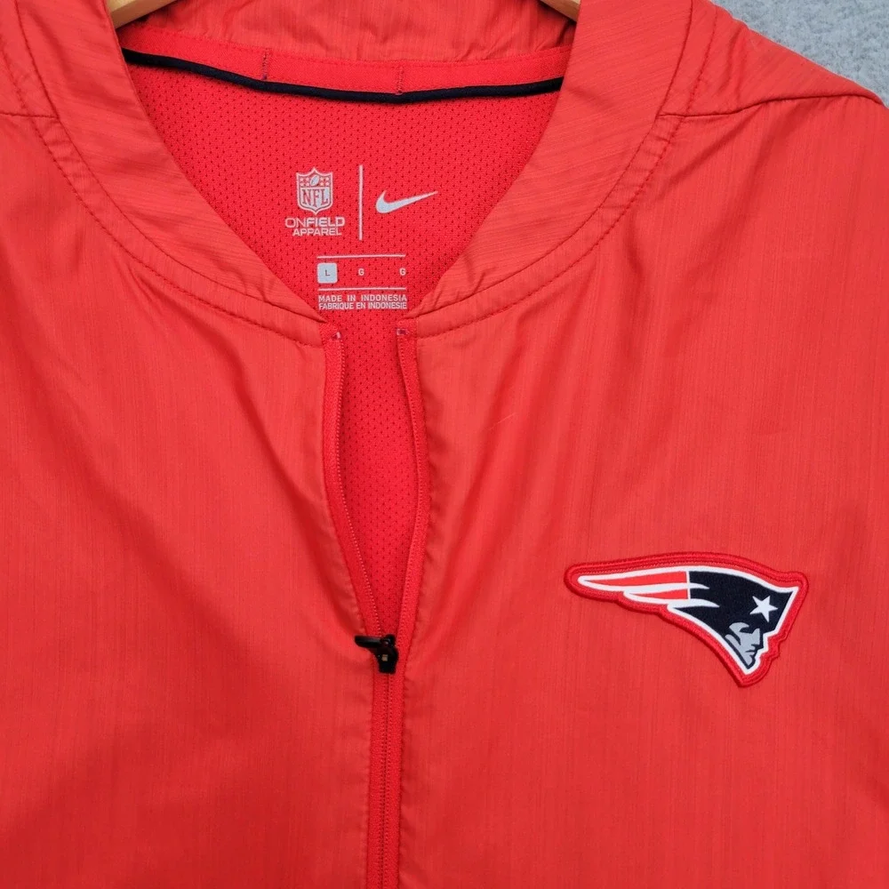 Nike New England Patriots Windbreaker Mens Large Red NFL Quarter Zip‎